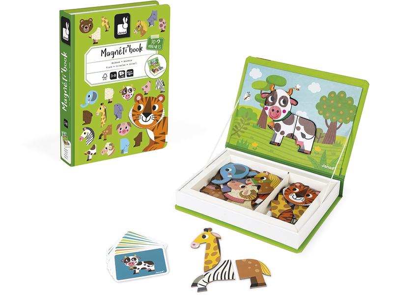 Janod Beschäftigungsspielzeug Magnetbuch Tiere Magnetisches Lernspiel