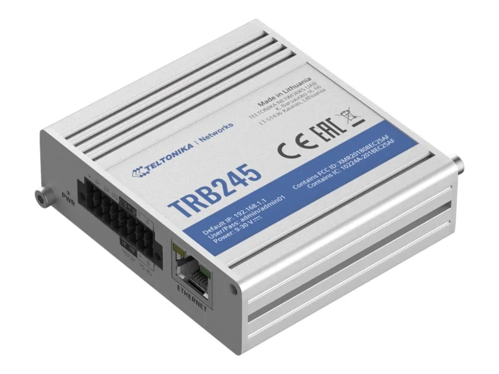 Teltonika TRB245 - Gateway - 100Mb LAN, RS-232, RS-485 - LTE - 3G, 4G - DC strøm