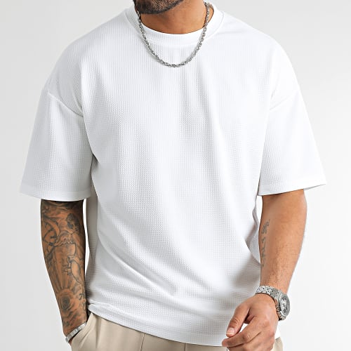Tee Shirt Texturé Waffle Large 0209 Blanc