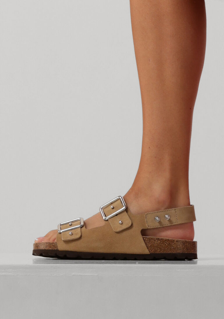 beige lina locchi slippers sue bio sandaal 2 gesp