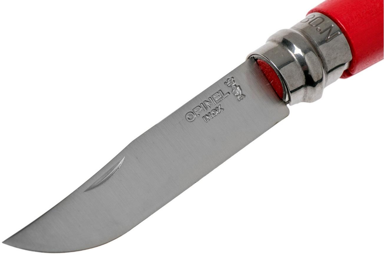 Opinel zakmes No. 08RV Red, roestvast staal, lemmetlengte 8,5 cm