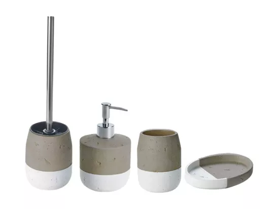 Set de salle de bain 28x31x31cm 4 pièces en céramique taupe