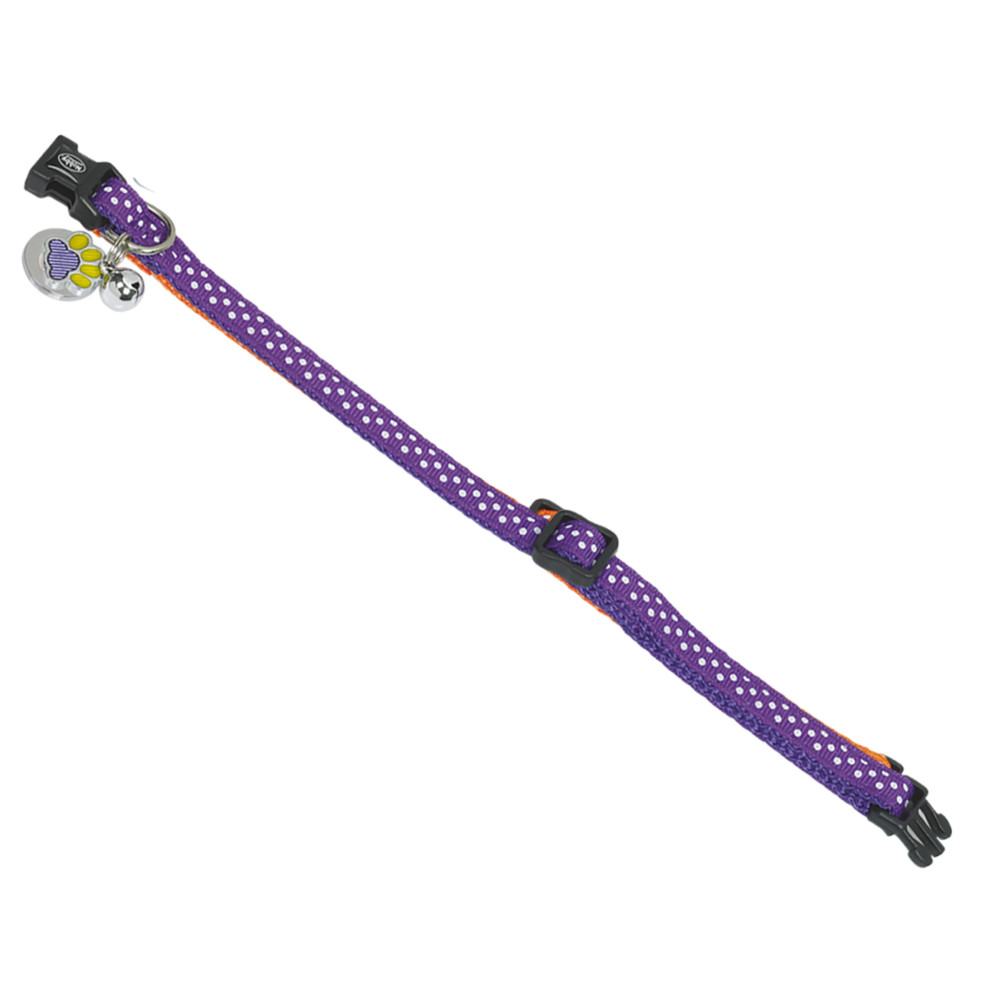 Collier chat pois mauve 20-30cm x 10mm