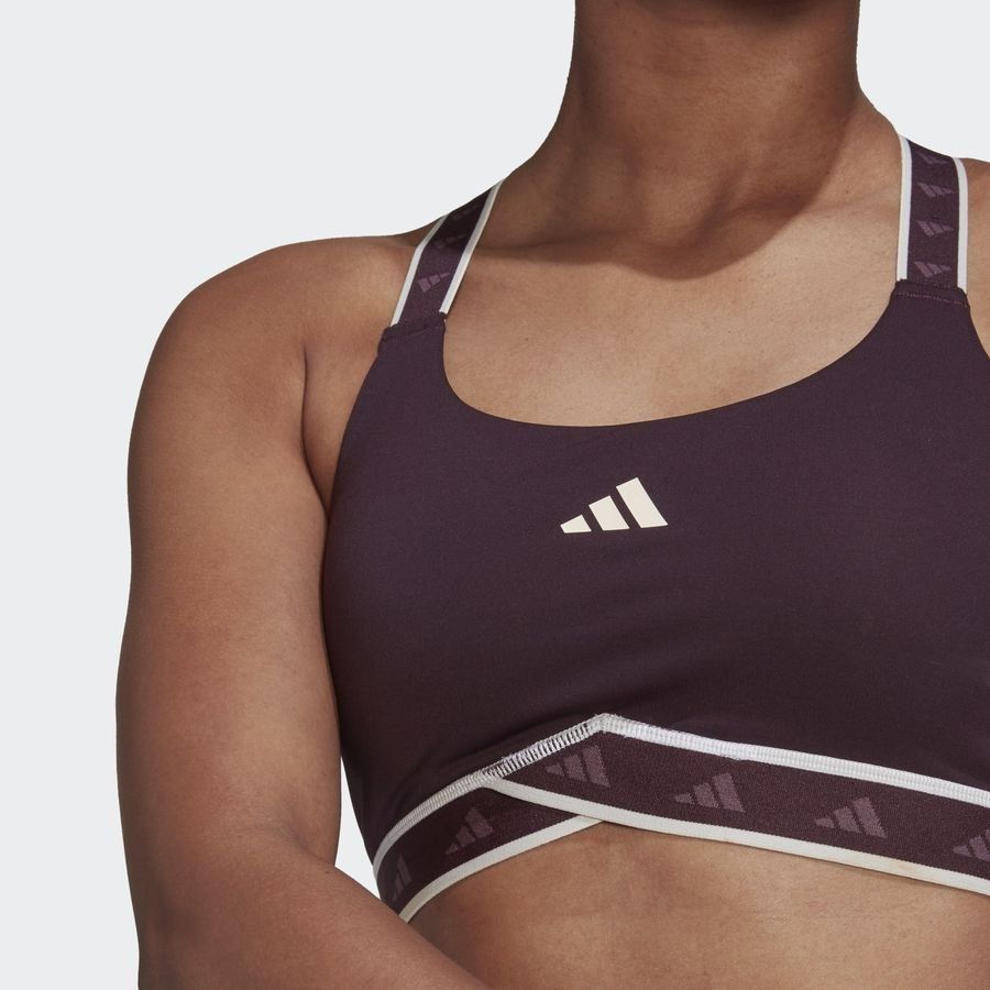 adidas Brassière power Impact Medium Support - Marron/Beige Femme