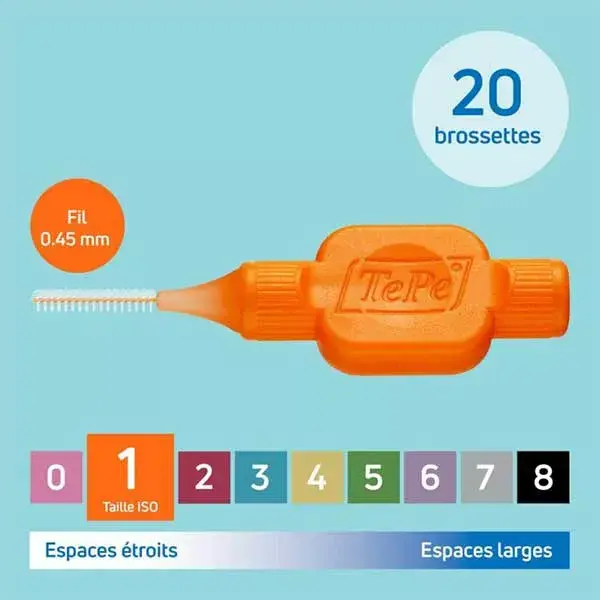 TePe Original Pacote com 20 Cabeças de Escova Laranja Ecológicas, ISO 1