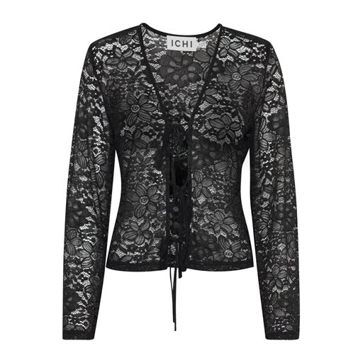 Ichi Langærmet Blondebluse, Black, 42