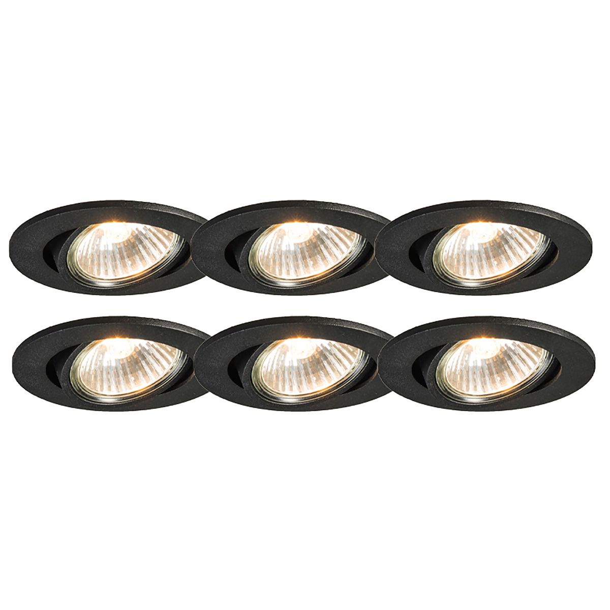 Set van 6 inbouwspots zwart kantelbaar - Cisco