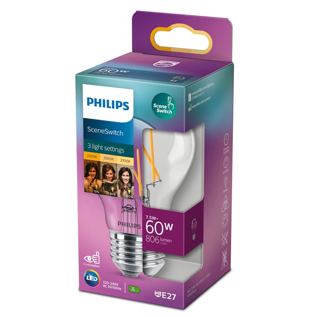 Philips Classic Scene Switch A60 LED-pære 8W E27