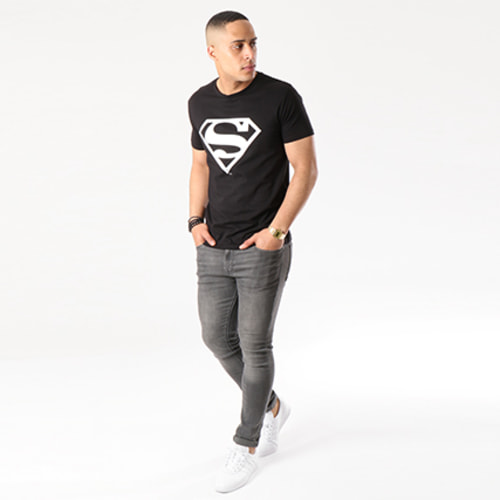 Tee Shirt Superman Logo Argent Noir