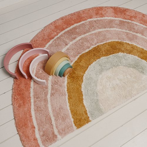 Vloerkleed Regenboog Roze - 80x130 cm kopen? | Little Dutch