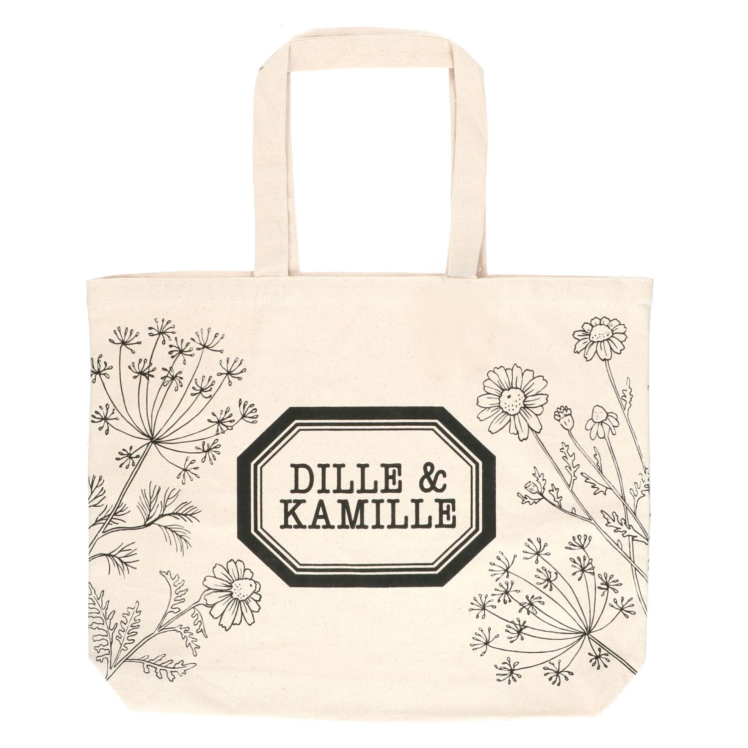 Canvas tas, Dille & Kamille, gerecycled katoen, limited edition, groot, 40 x 50 x 10 cm