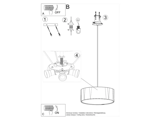 Sollux ROLLO Suspension Cylindrique Blanc 45cm E27