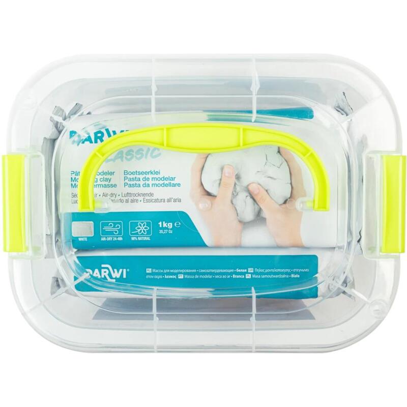 DARWI Pack Scolaire de 4 pains de pâte à modeler auto-durcissante 1kg CLASSIC - Blanc