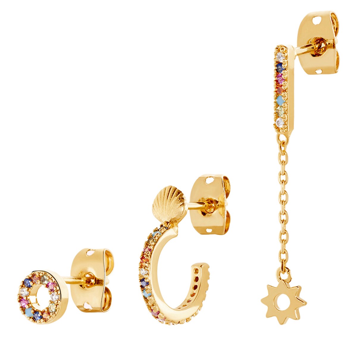 Set piercings Agatha Rainbow doré