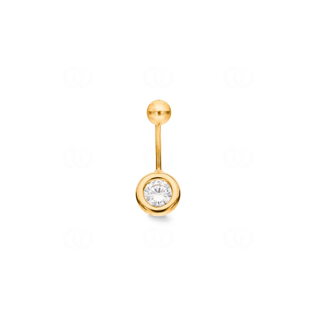 Bauchpiercing 750/18 K Gelbgold mit Zirkonia Ø 9mm
