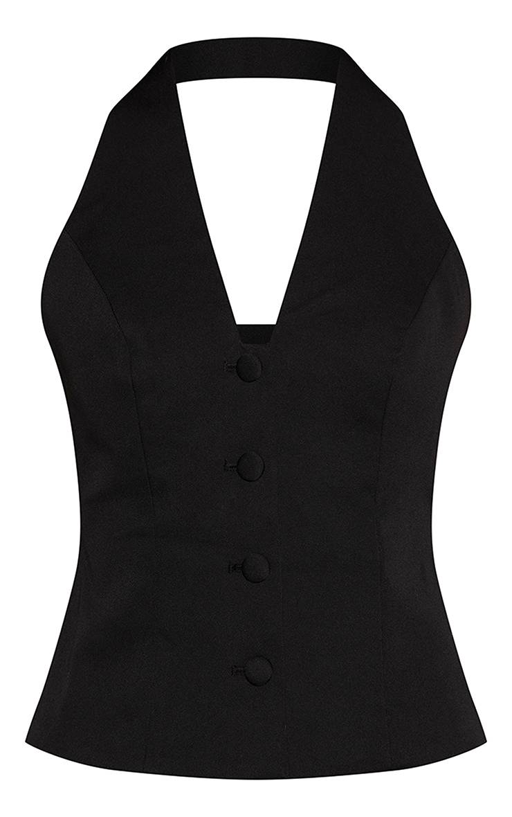 Gilet Sans Manches Col Licou À Boutonnage