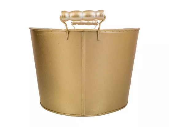 Bassine en métal doré 38/33.5x24.5x16.5/19h b:28x19.5