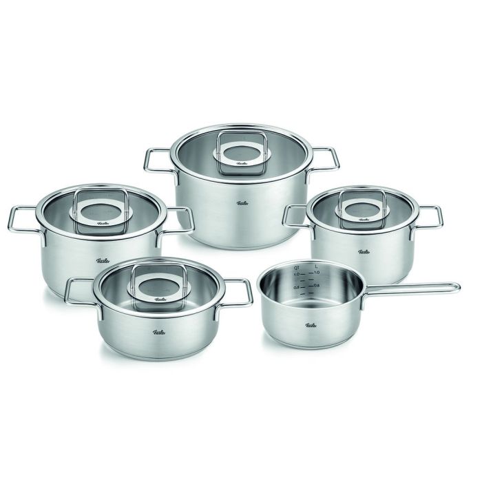 Fissler Pure Collection Topfset 5 tlg. mit Glasdeckel + Stielkasserolle