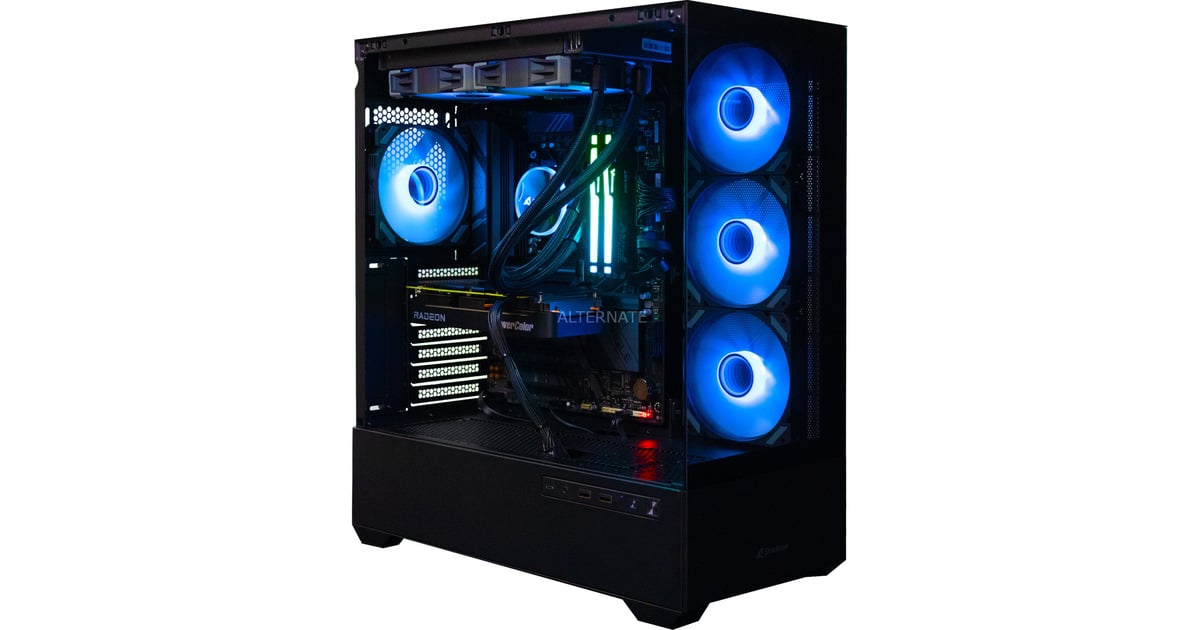 ALTERNATEThunderstorm Starter Ryzen 5 - RX 9060 XT gaming pc  (Zwart | R5 7600X | RX 9060 XT | 32 GB | 1 TB SSD)