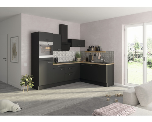 Optifit hoekkeuken met apparatuur Ingvar420 270 cm antraciet mat gedemonteerde variant links KCIN 2720LAE-8+