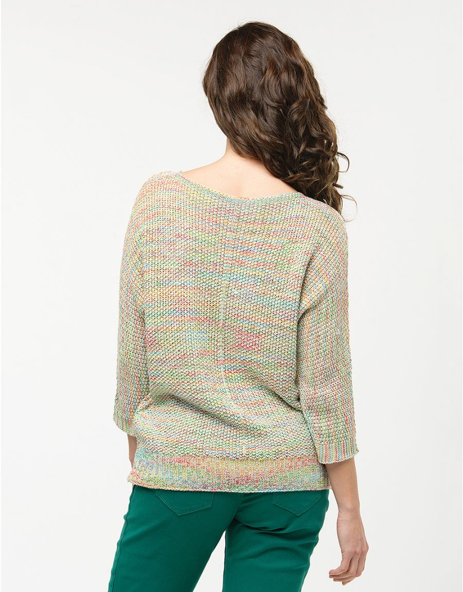Pull vert chiné