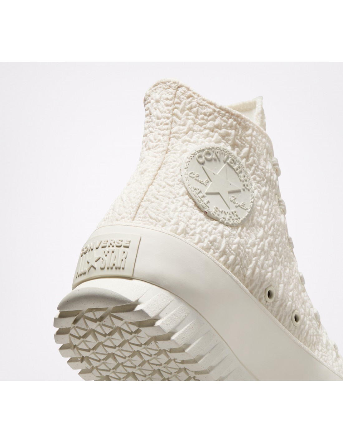 converse sneakers compensées montantes femme ctas lugged 2.0 hi egret jacquard froissé blanc