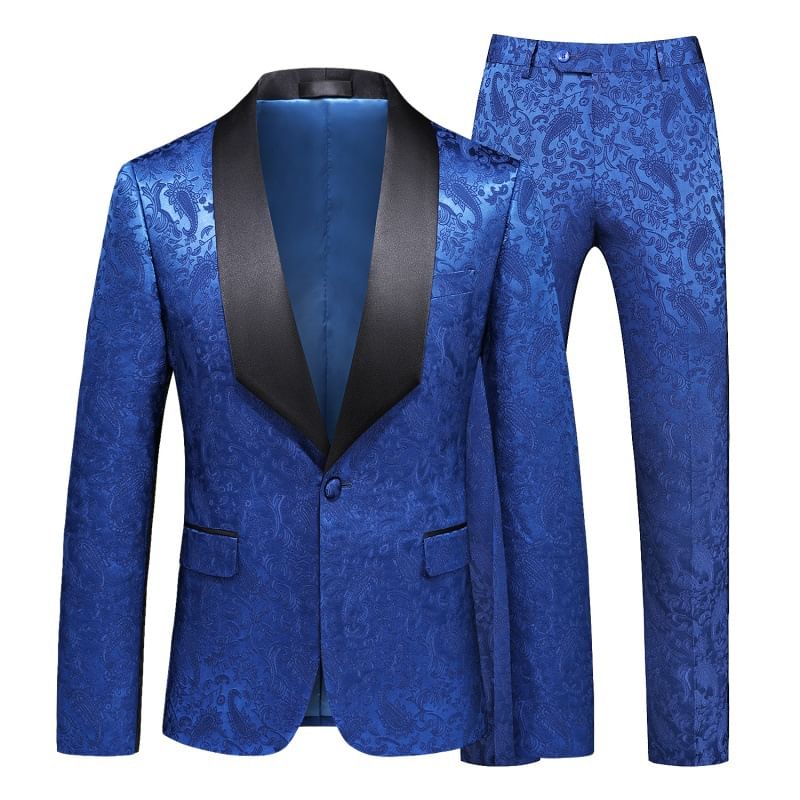 Sheck - Set: Sjaalrevers Paisley Print Blazer met één knoop + taps toelopende pantalon