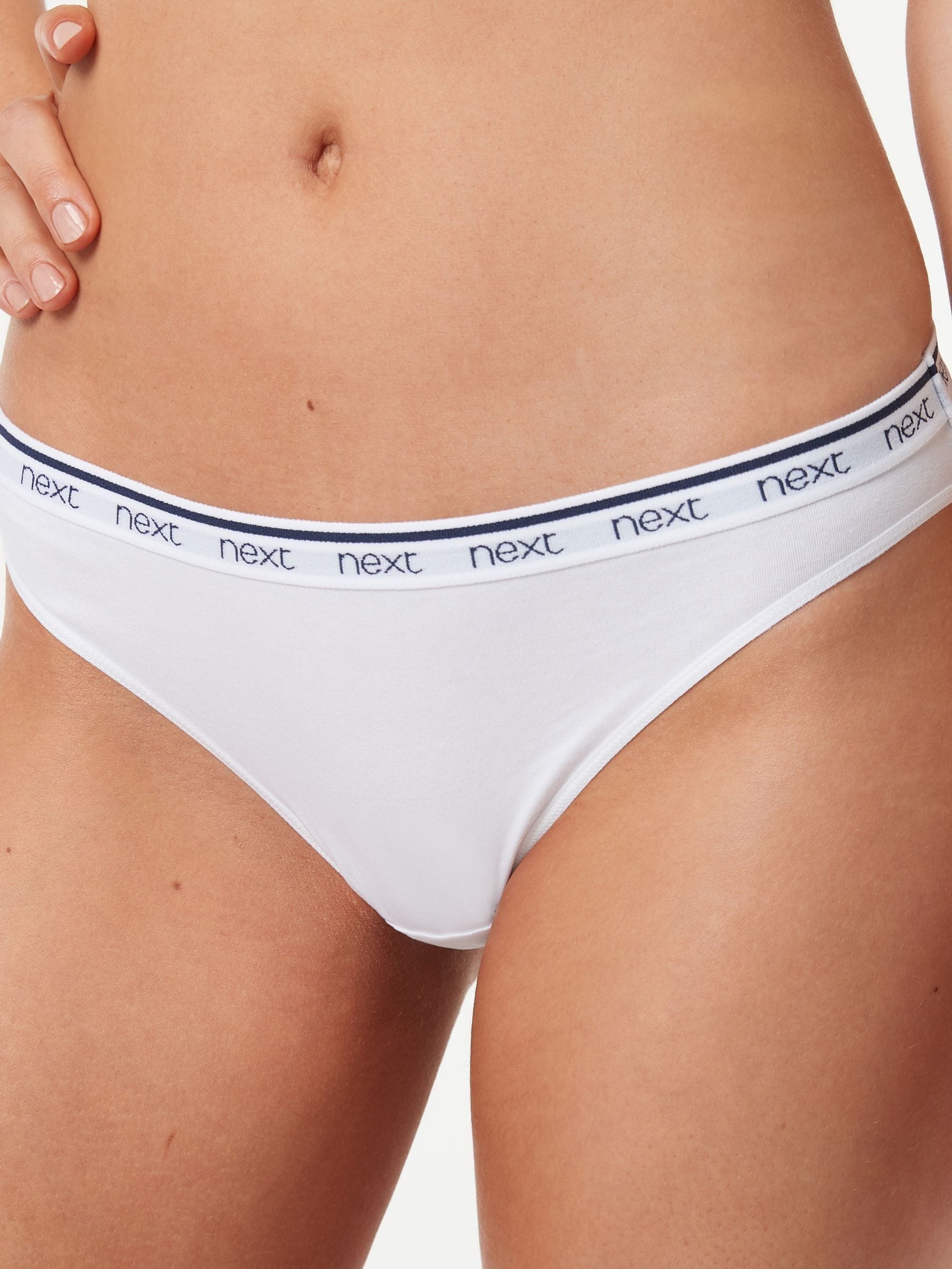 Roze/blauw gestreept - 4 Katoenen slipjes met logotailleband