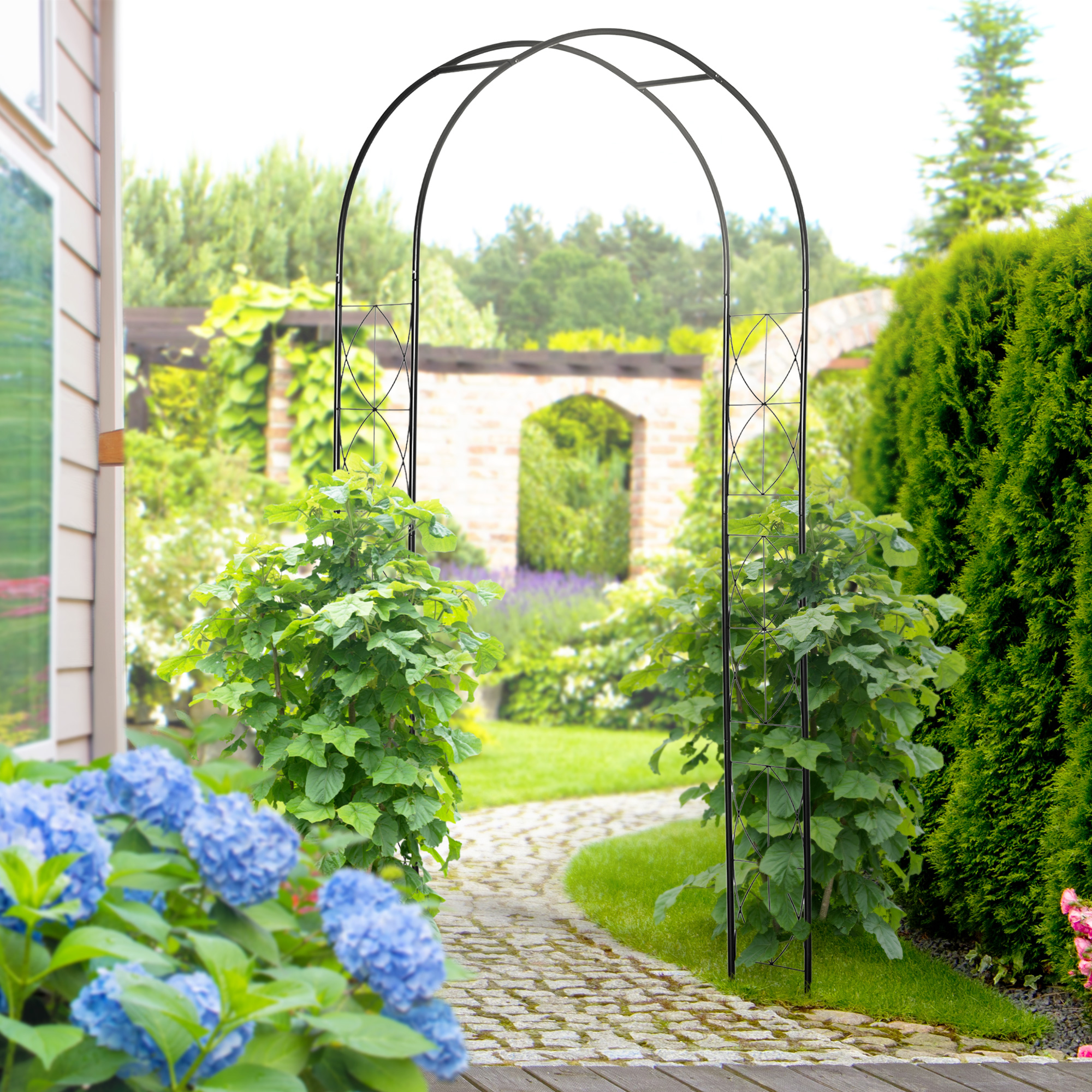 Arco de jardim preto Outsunny