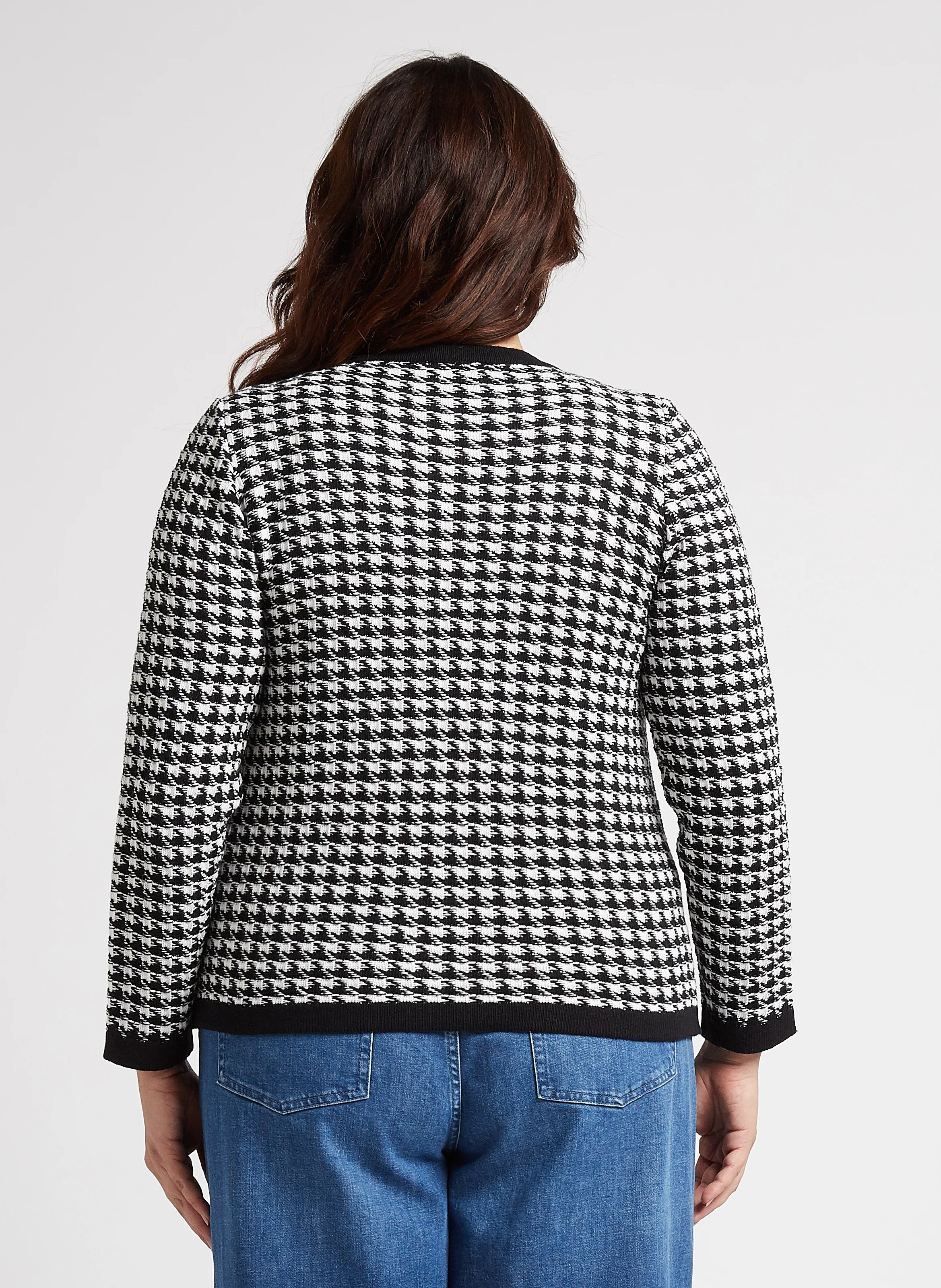 MUSA - Gilet col rond jacquard en coton mélangé| Noir