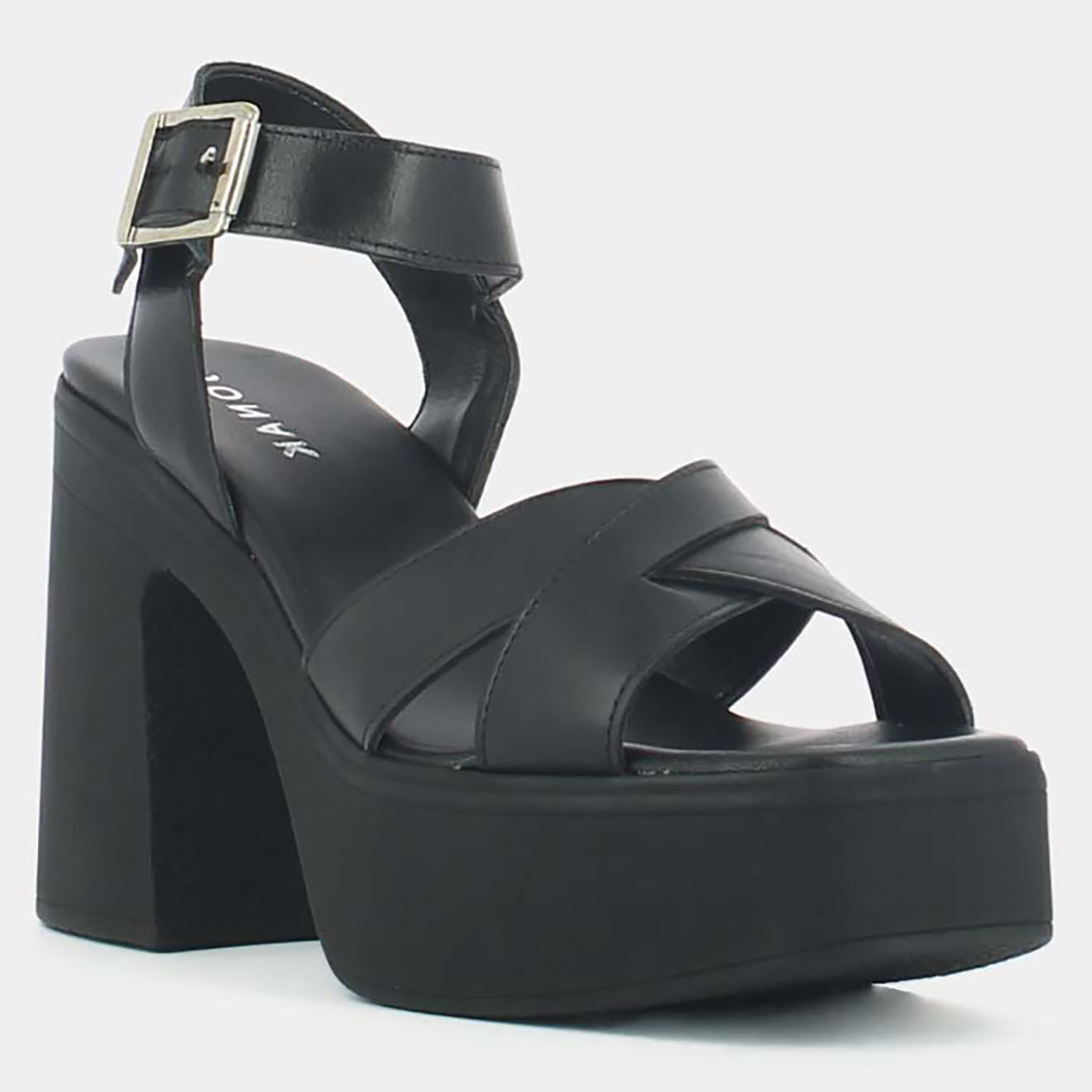 Jonak Sandales en Cuir Palme noires - Talon 10 cm