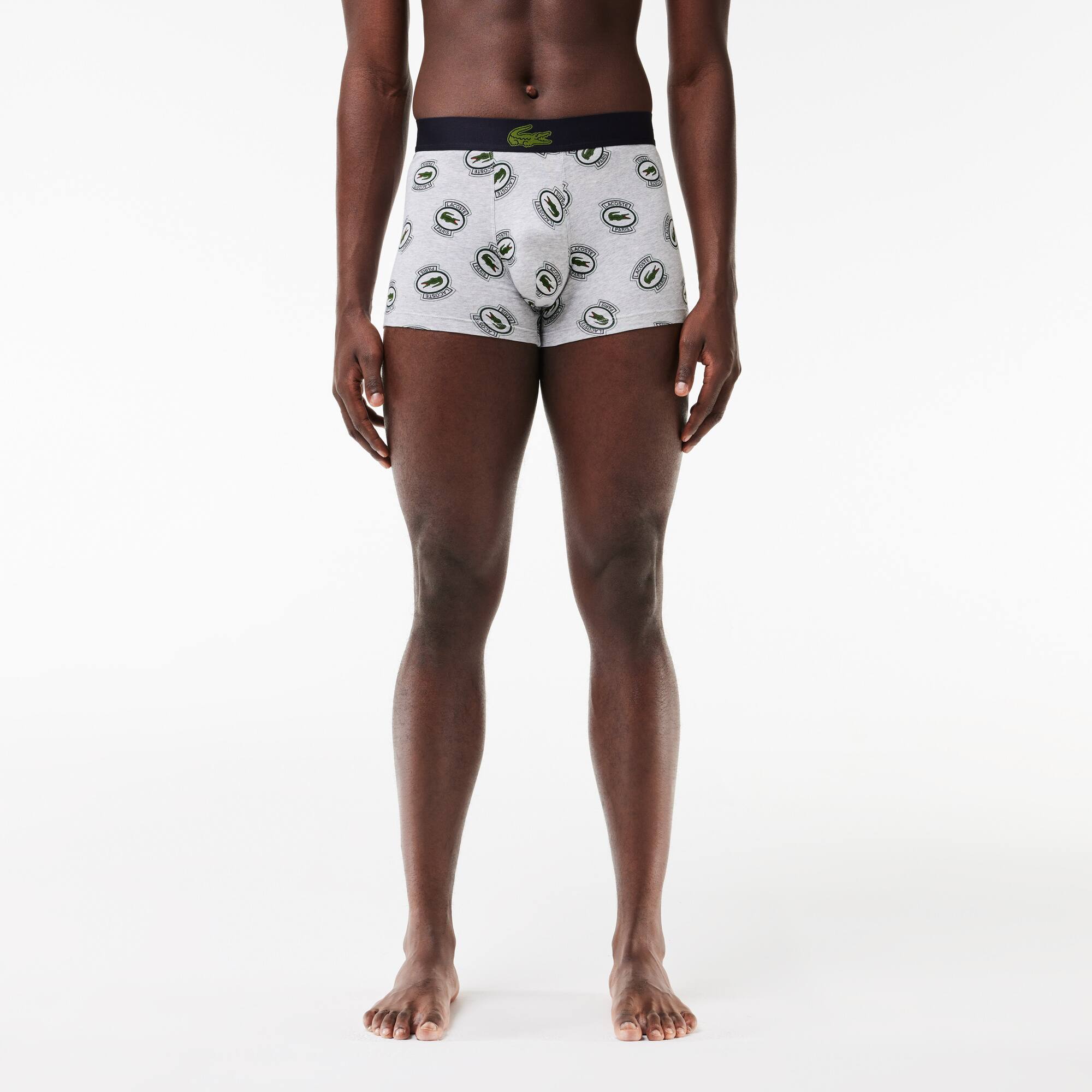 Boxer court imprimé en jersey stretch Sous-Vêtements - Gris - Lacoste - Homme