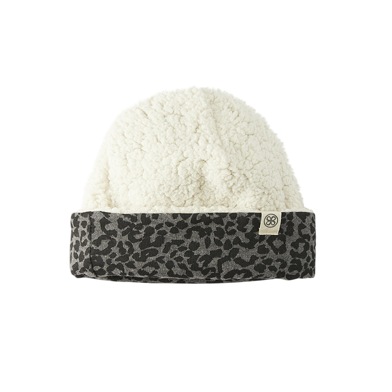 Teddy Mütze Leopard Grey