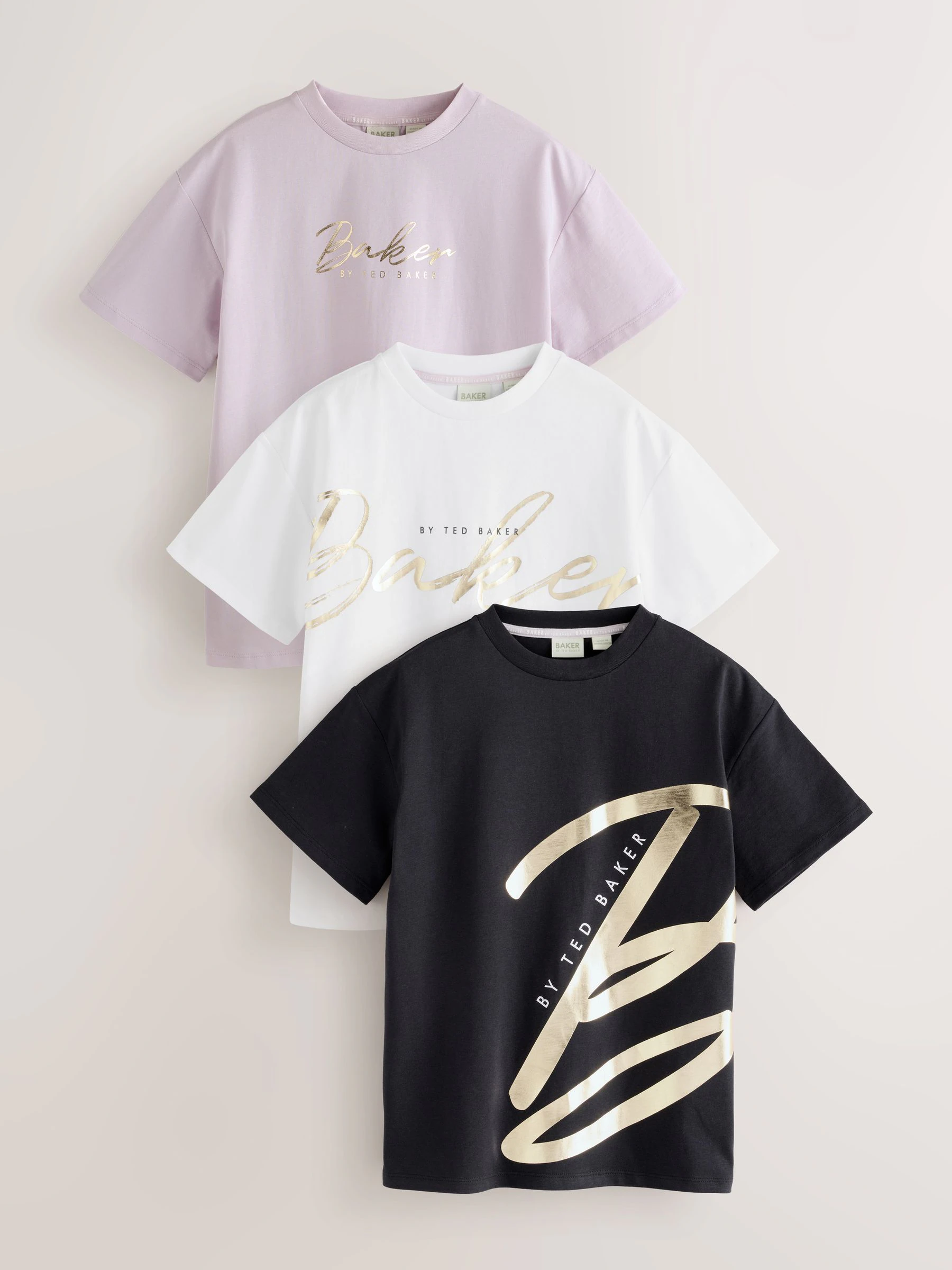 Zwart/lila - Baker by Ted Baker 3 Pack Oversized Graphic T-Shirts