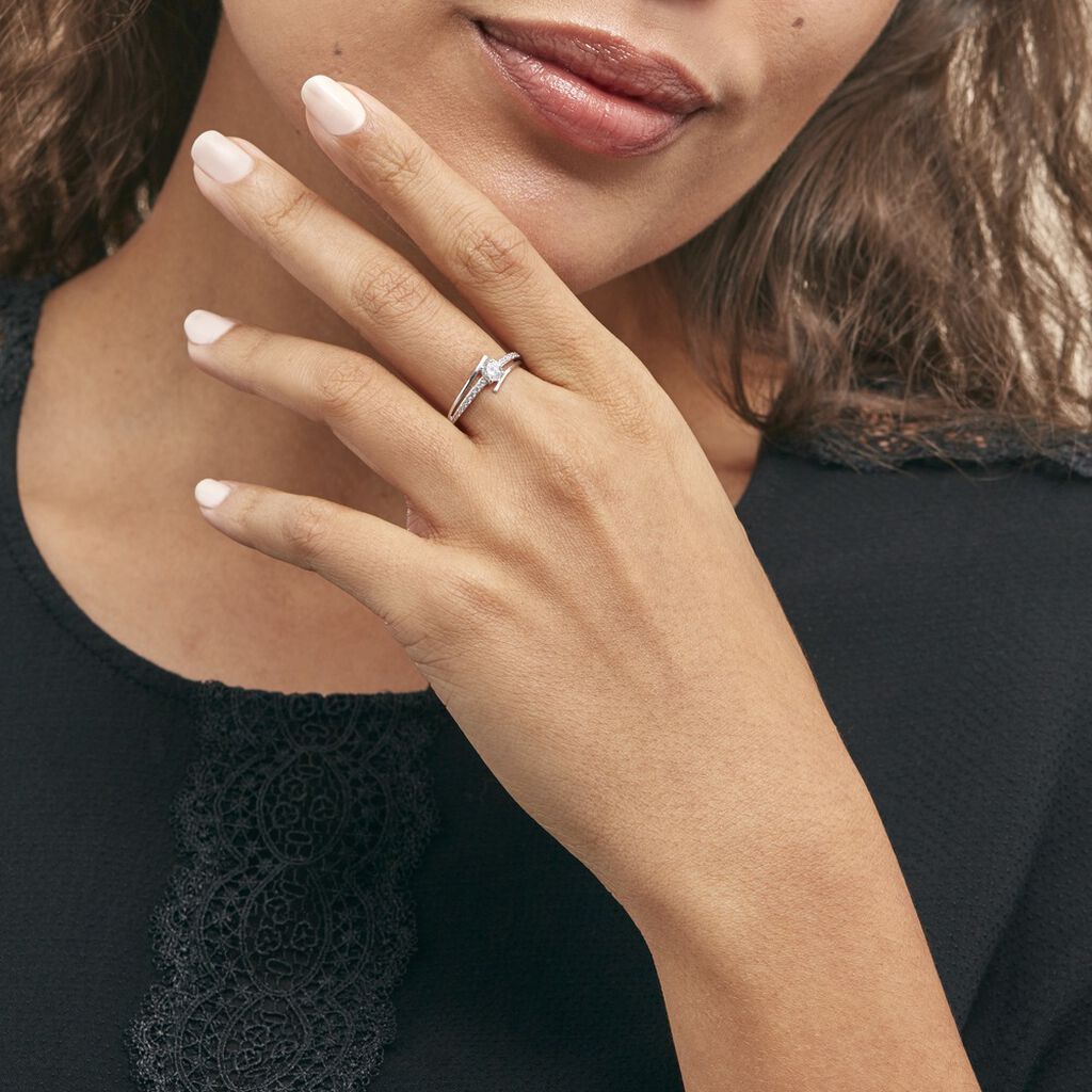 Bague April Or Blanc Oxyde De Zirconium