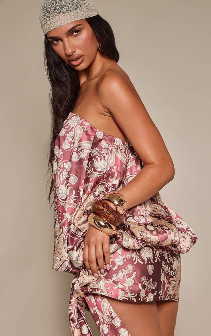Prune Mini Robe Imprimée Bandeau À Effet Bouffant