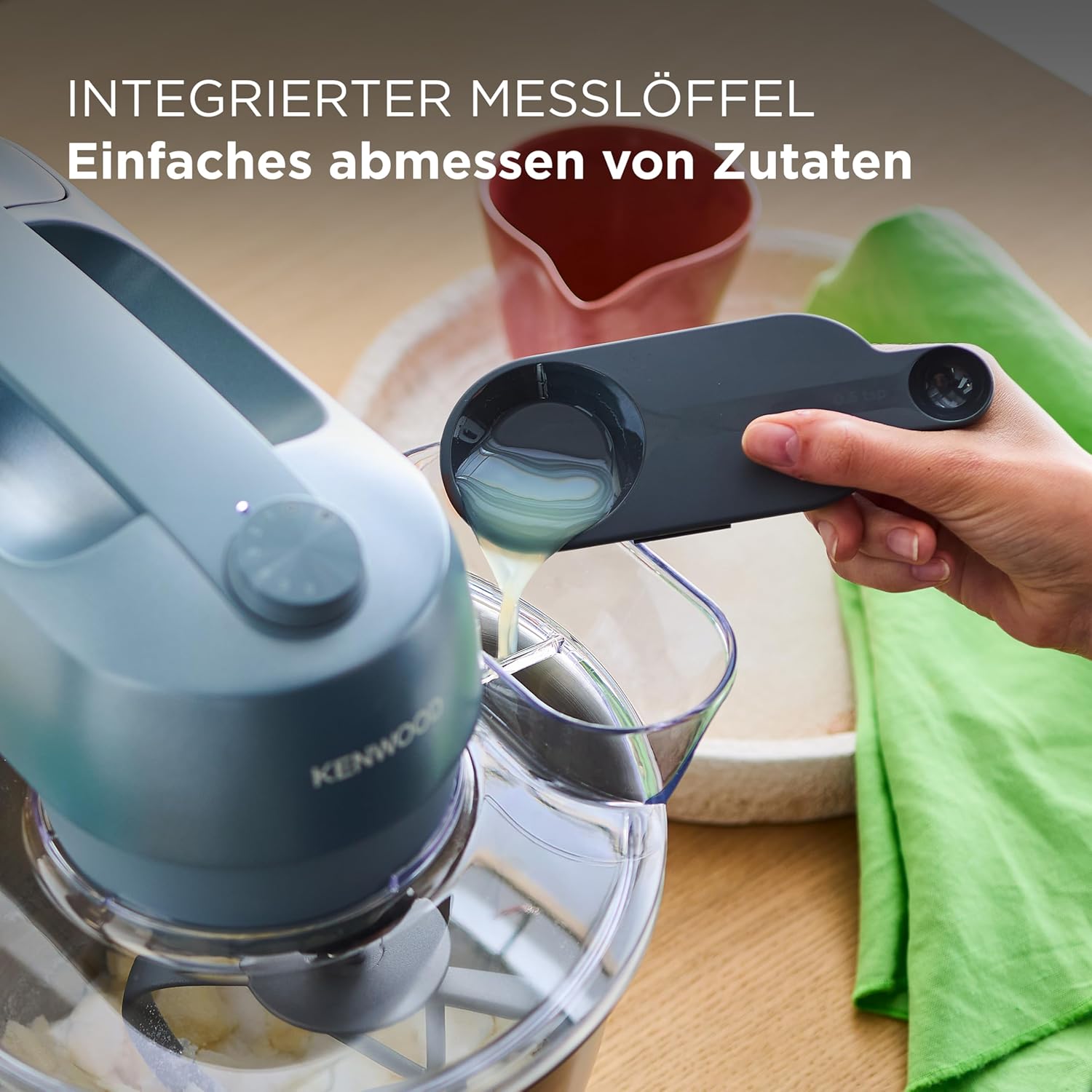 Kenwood Go Küchenmaschine KZM35.000GY, platzsparend, inkl. 4-Liter-Schüssel, K-Haken, Ballonschneebesen, Knethaken, Spritzschutz & Messlöffel, Metallgehäuse mit Tragegriff, 800W, Blau