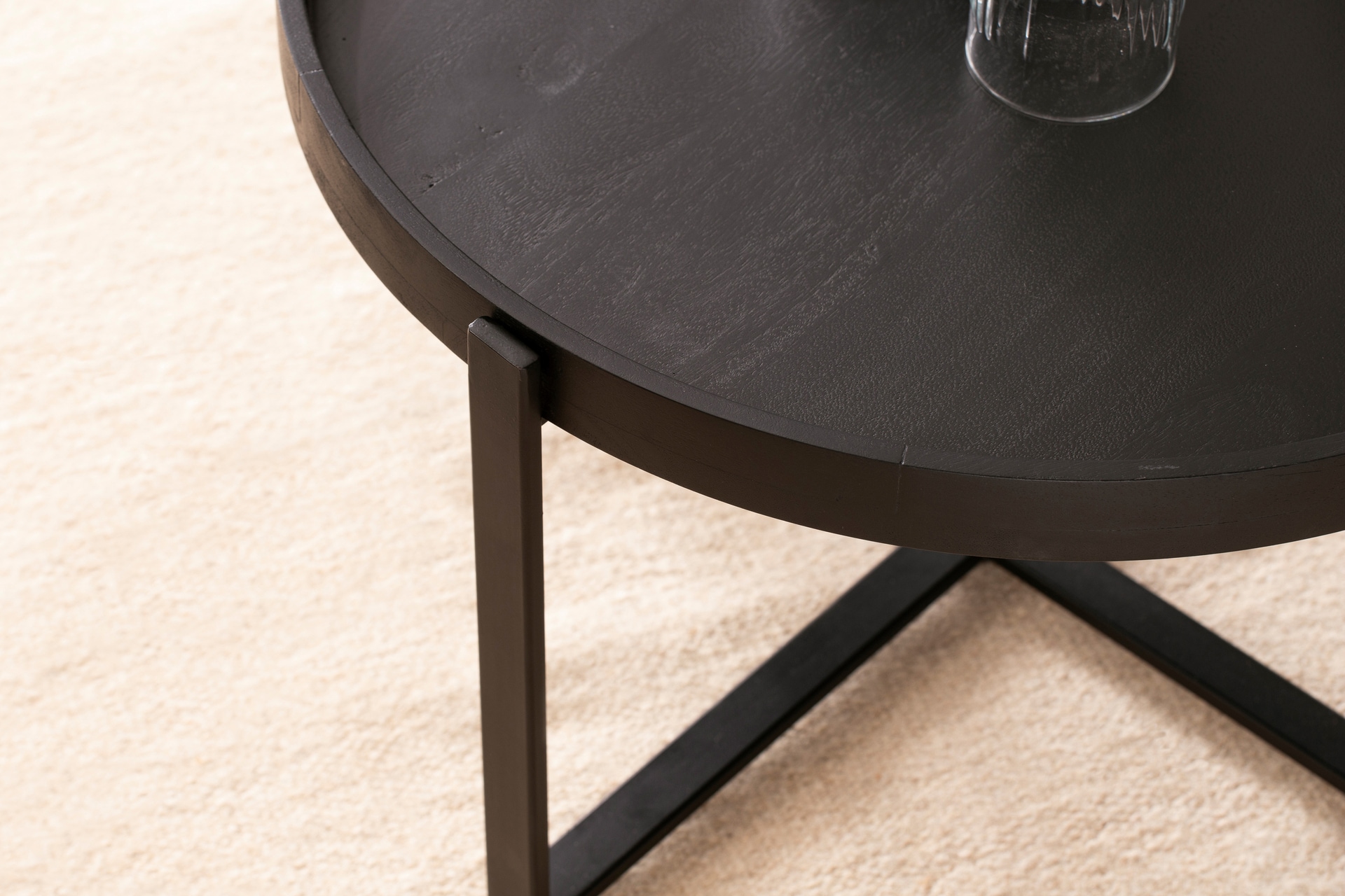 Couchtisch 60x35 cm Massivholz Mango/Metall schwarz