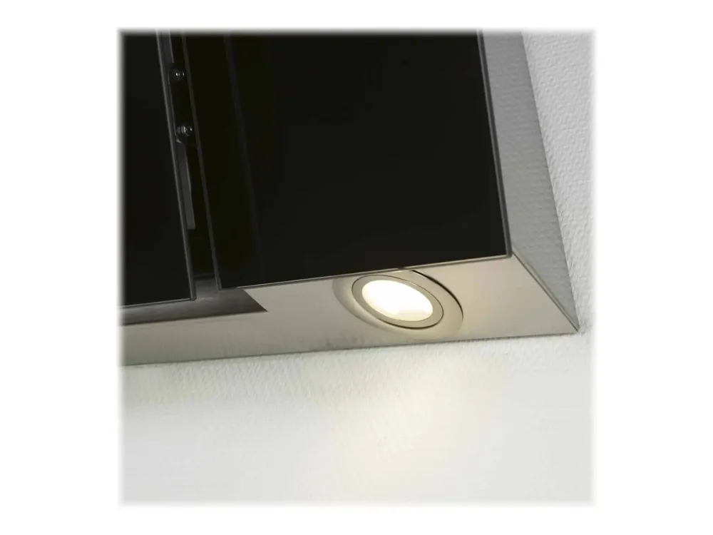 EICO Florence 80 N ECO - Hætte - skorsten vinklet - bredde: 80 cm - dybde: 47 cm - ekstraktion og gencirkulation (med ekstra ekstraktion og gencirkulationssæt) - med intern motor - rustfrit stål/sort glas