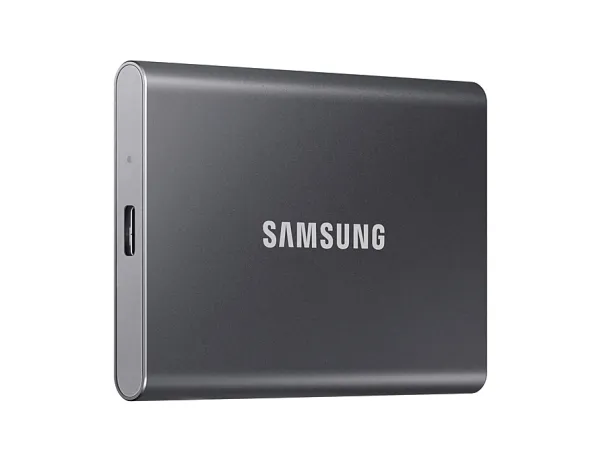 Samsung T7 MU-PC2T0T - SSD - krypteret - 2 TB - ekstern (bærbar) - USB 3.2 Gen 2 (USB-C stikforbindelse) - 256-bit AES - titan grå