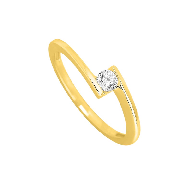 Bague Femme - Or 18 Carats - Diamant 0,14 Carats