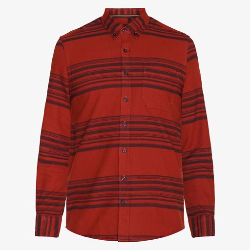 Signal Serius Stripe Flannel Skjorte, Red Henna, XXL