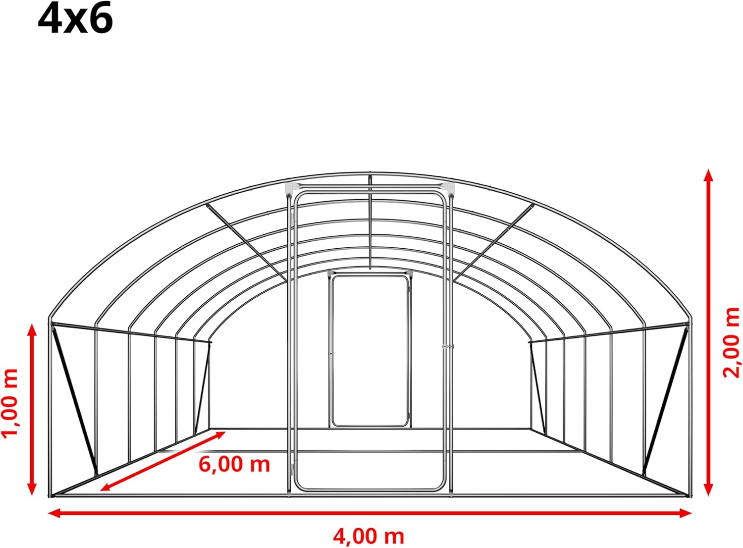 TOOLPORT Foliengewächshaus Gewächshaus 4x6m Premium mit schwenkbarer Türkonstruktion PE-Plane 180 g/m² weiß transparent
