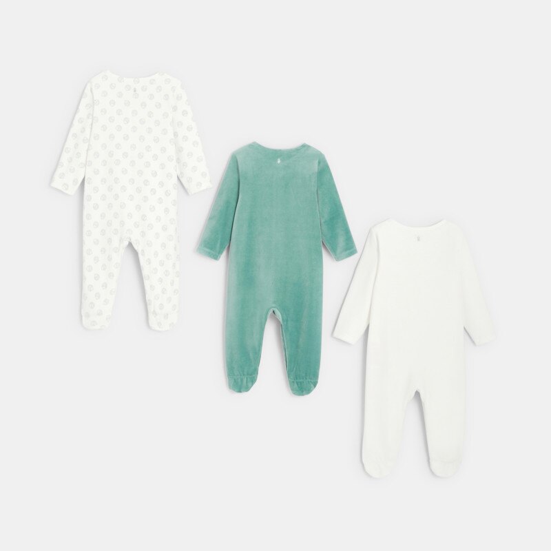Dors-bien velours (lot de 3) blanc naissance Blanc