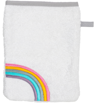 Smithy Waschhandschuh REGENBOGEN 14 x 23 cm weiß