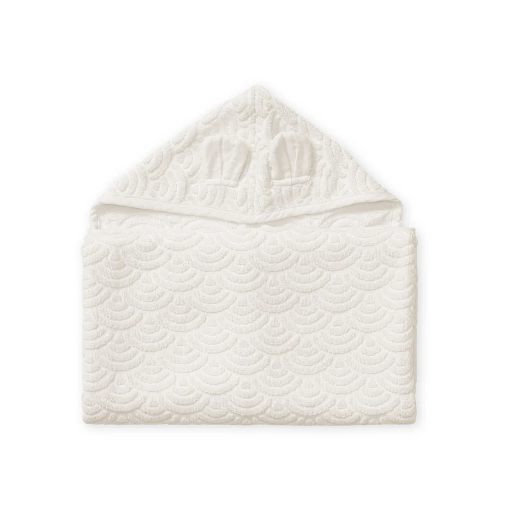 Håndklæde med hætte og ører, Junior - GOTS Off-White