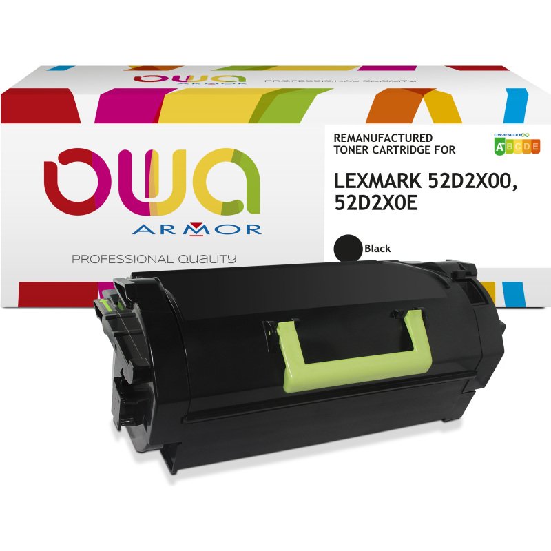 Toner remanufacturé OWA - haute capacité - Noir - pour LEXMARK 52D2X00, 52D2X0E