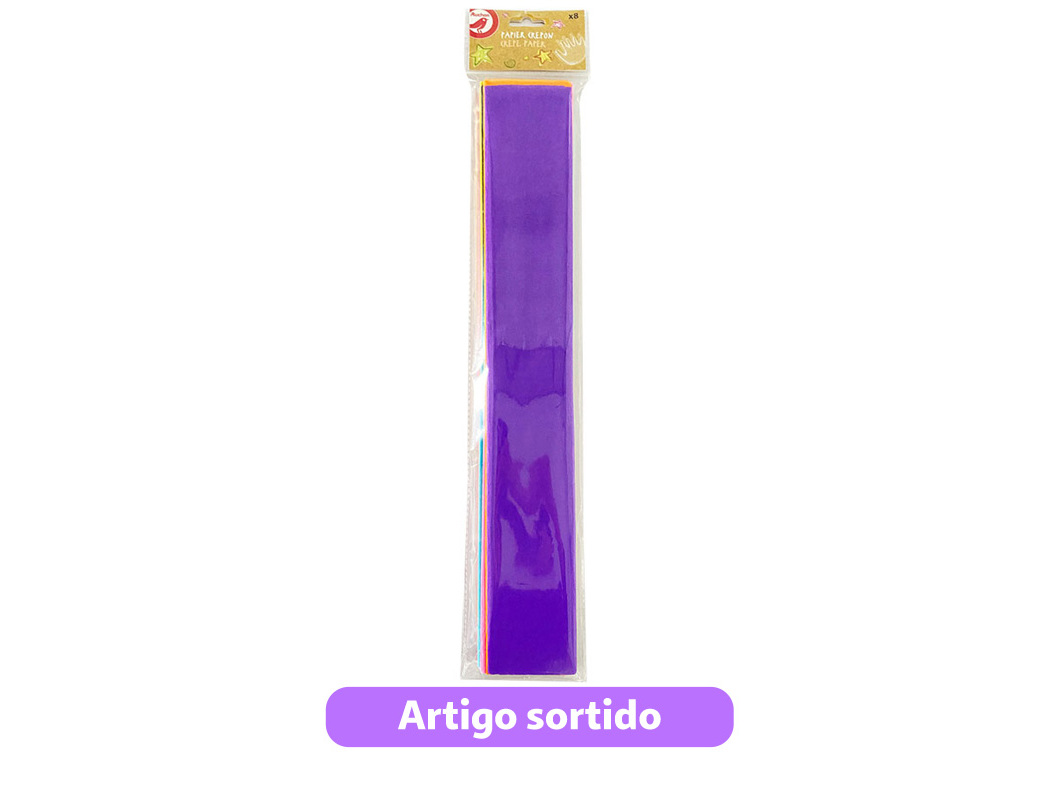 CONJUNTO DE PAPEL CREPE AUCHAN 8 PEÇAS CORES SORTIDAS