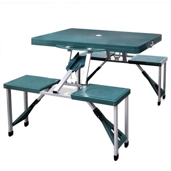 Mesa Dobrável para Campismo com 4 Assentos Verde Claro - 41456
