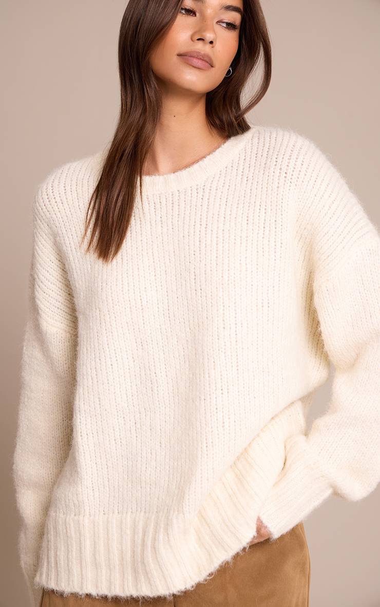 Crème Synthétiquell Oversize À Détails Côtelés